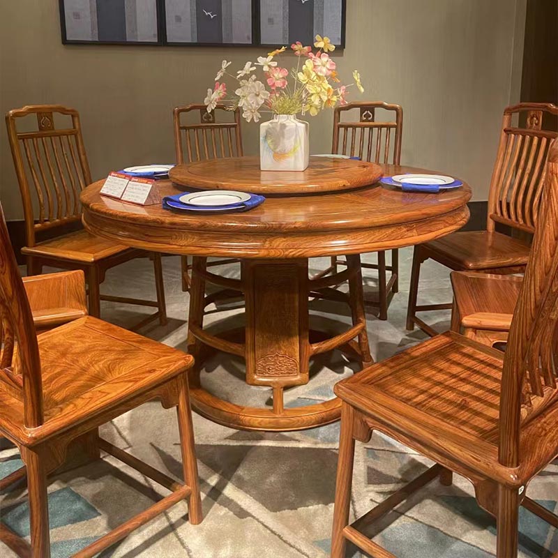 Mesa de jantar redonda clássica em estilo chinês