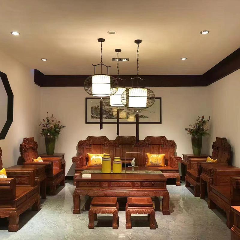 Novo sofá de estilo antigo de madeira maciça chinesa para sala de estar