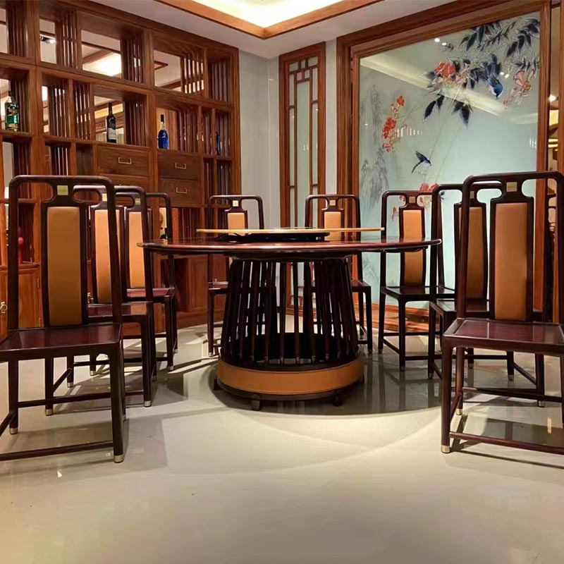 Nova mesa de jantar redonda de jacarandá estilo chinês